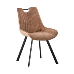 Chaise Pablo PU Micro fibre Brun Fonc&eacute;