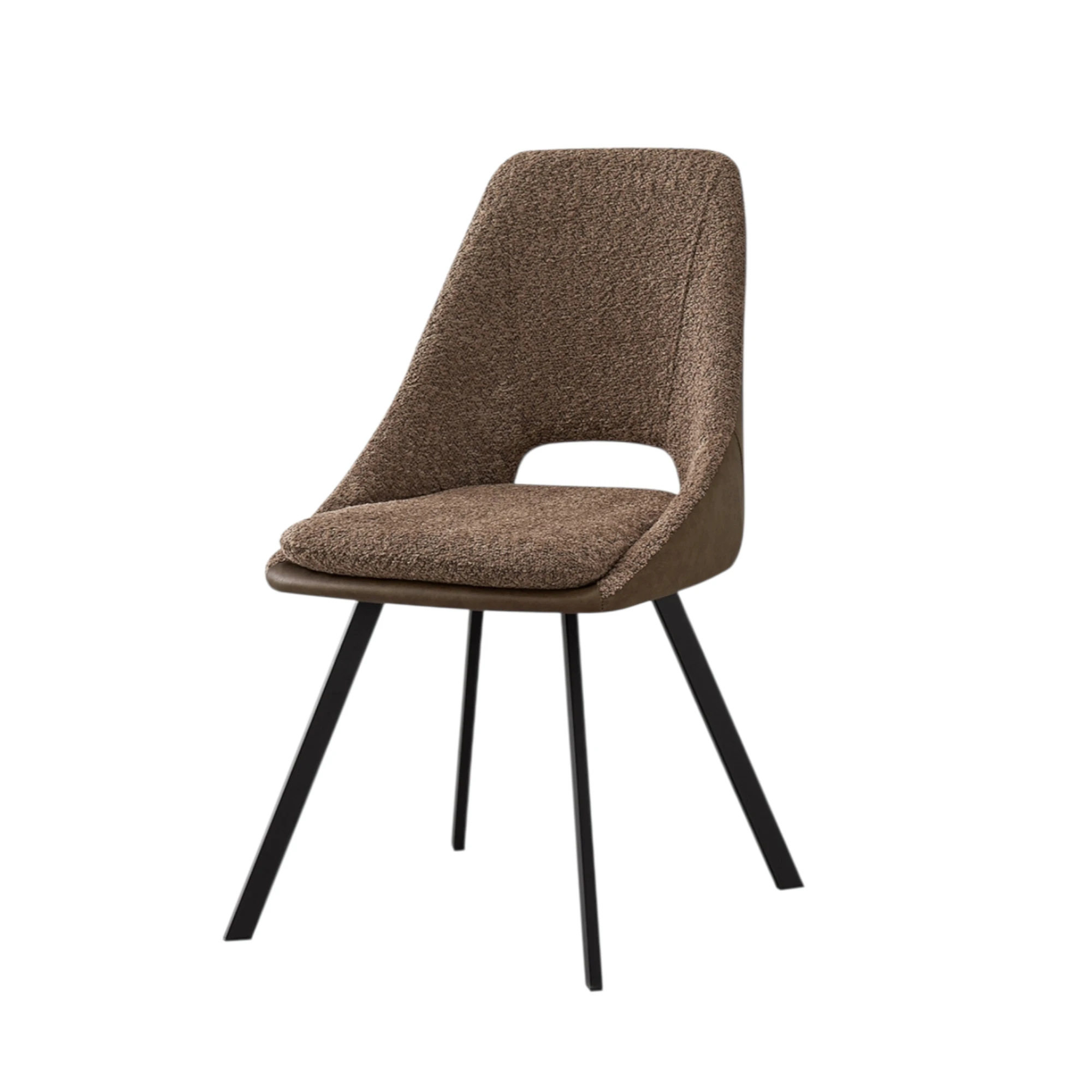 Chaise Filou Bouclé Sable Dos PU Brun – Image 2