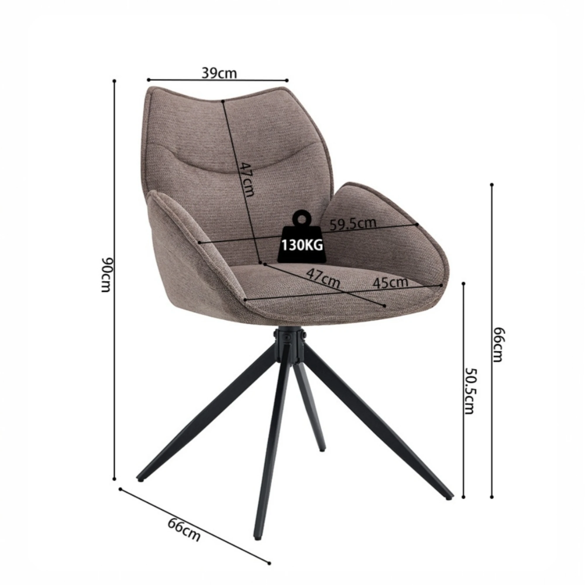 Chaise Mahi Pivotant Tissu Ote Share 400 Poivre – Image 6