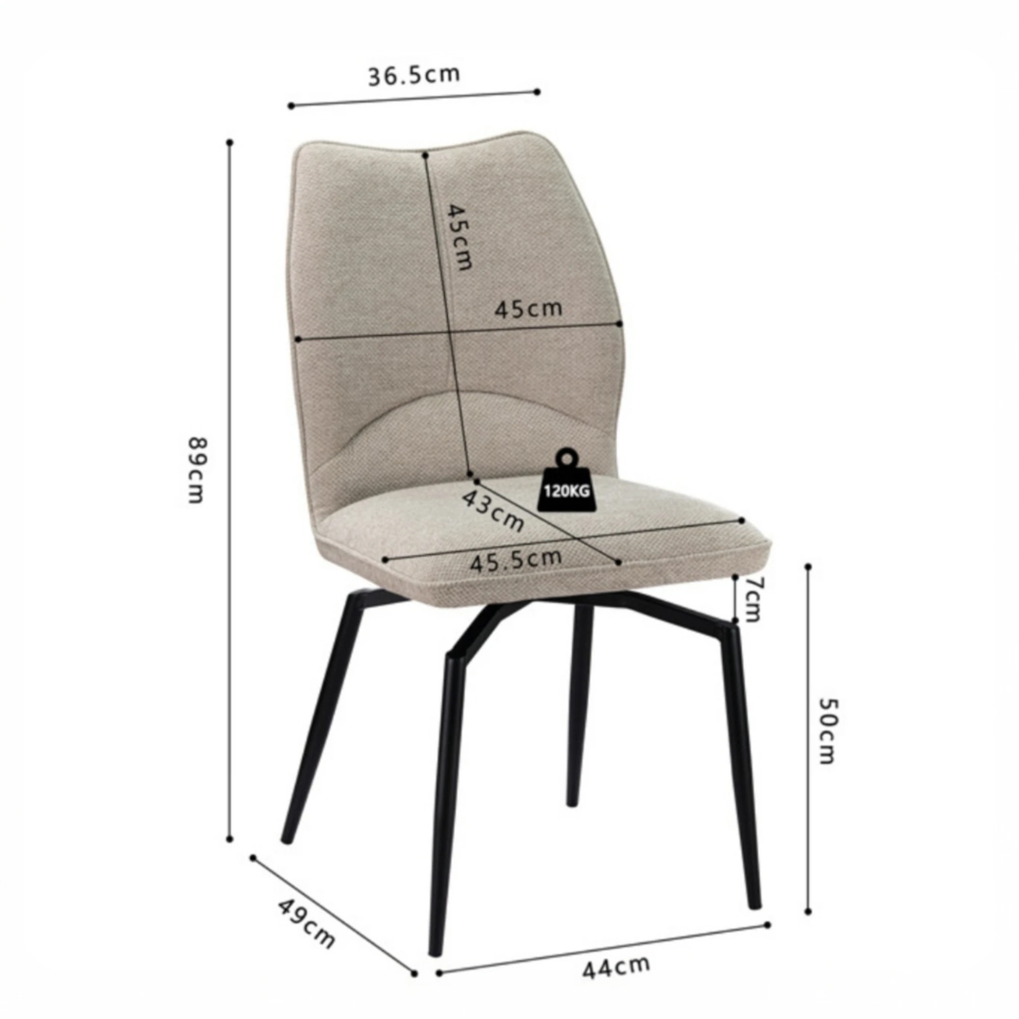 Chaise Lara Pivotant Tissu Ote Sea 140 Ecru – Image 6