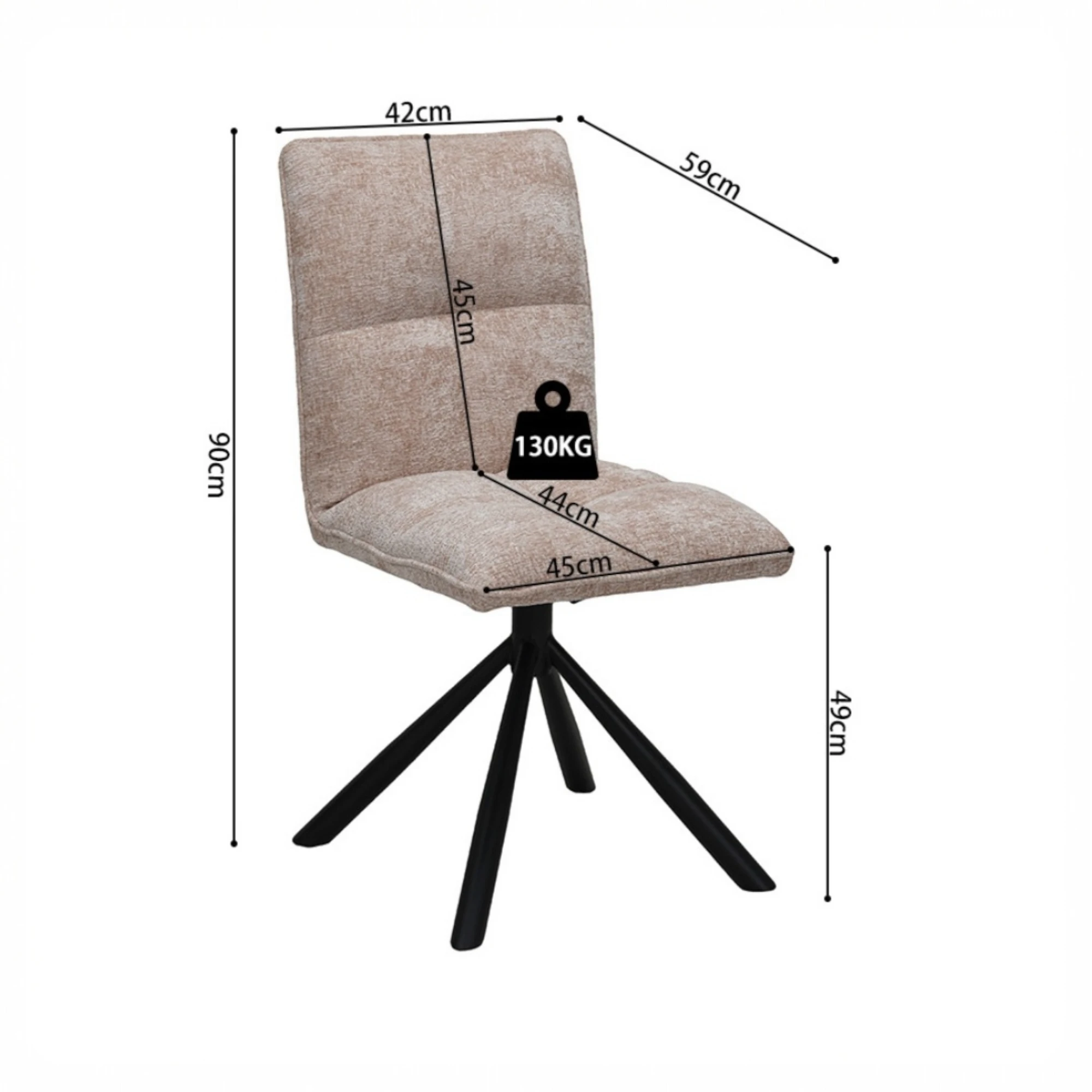 Chaise Jack Pivotant Tissu Sable – Image 6