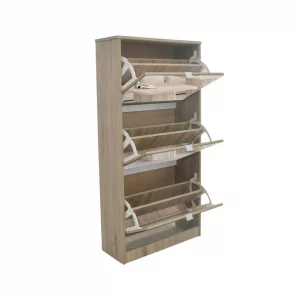 Rangement chaussures Mex Mirroir 3 tiroirs D&eacute;cor Sonoma hauteur 123 cm