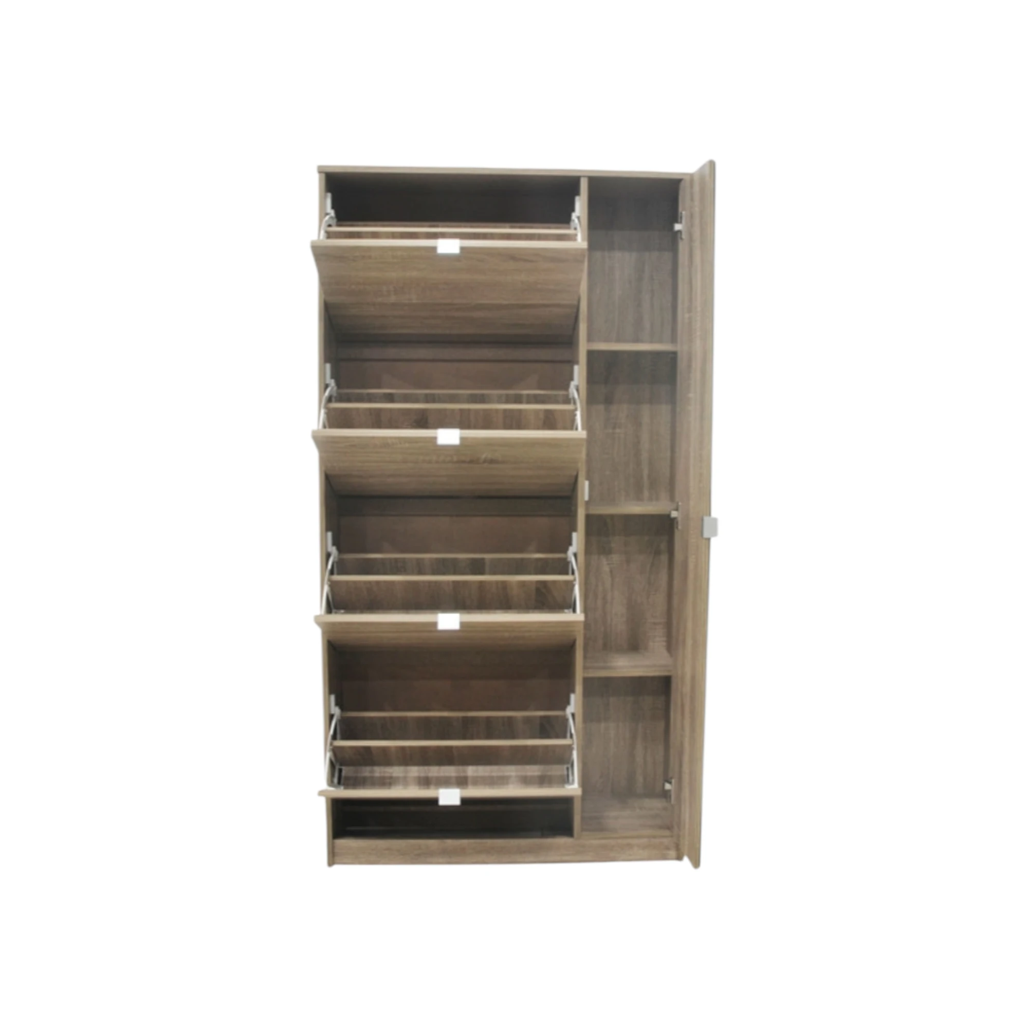 Rangement chaussures Marcel 4 tiroirs et 1 porte miroir Décor Sonoma hauteur 159 cm – Image 4