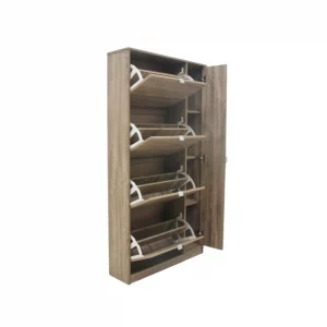 Rangement chaussures Marcel 4 tiroirs et 1 porte miroir D&eacute;cor Sonoma hauteur 159 cm