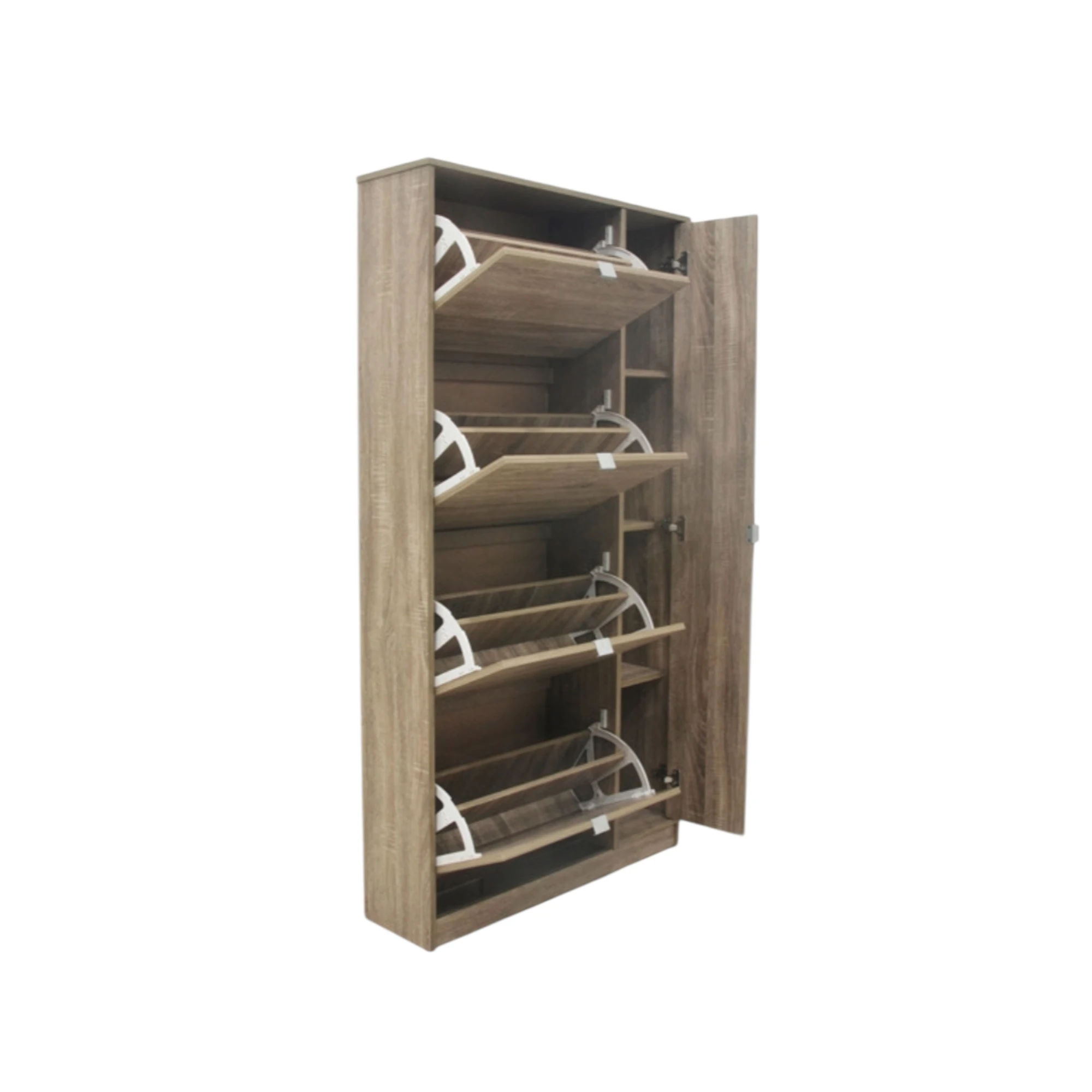 Rangement chaussures Marcel 4 tiroirs et 1 porte miroir Décor Sonoma hauteur 159 cm – Image 2