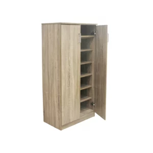 Rangement chaussures Maurice 2 portes D&eacute;cor Sonoma hauteur 122 cm