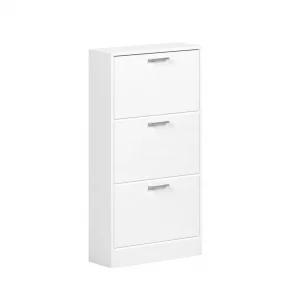 Rangement chaussures Carini 3 tiroirs Blanc hauteur 120 cm