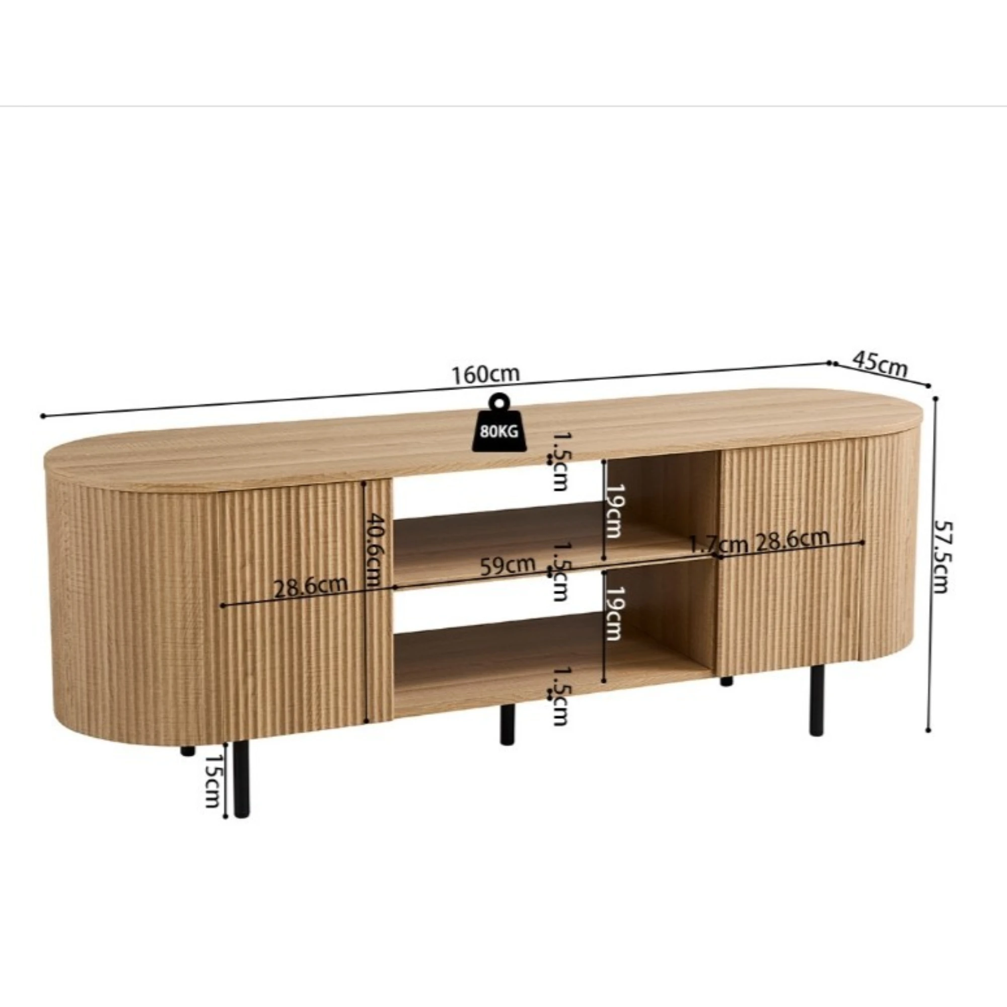 Meuble Tv 160 cm lagos décor chêne naturel – Image 2