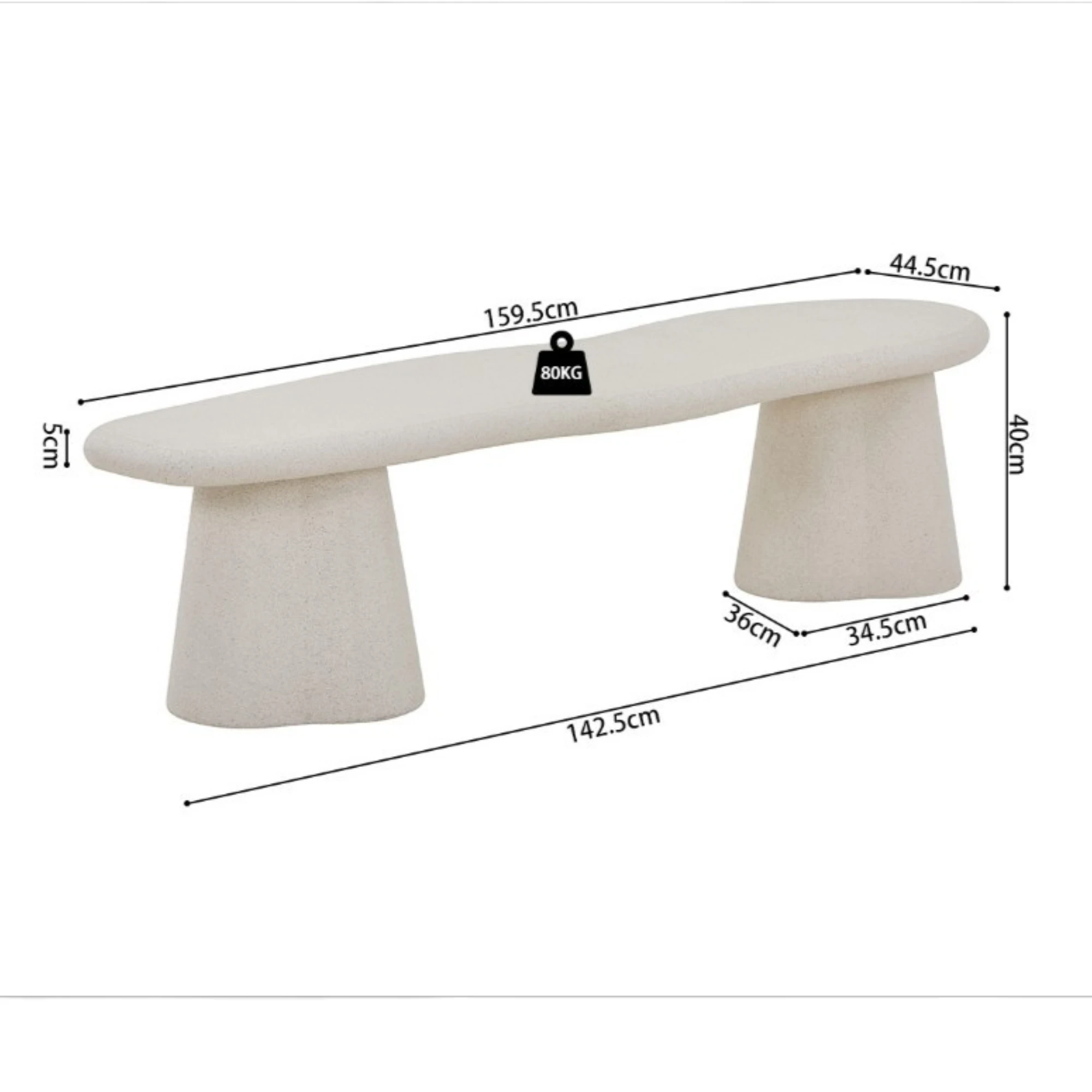Meuble Tv 160 cm organique ciment – Image 2